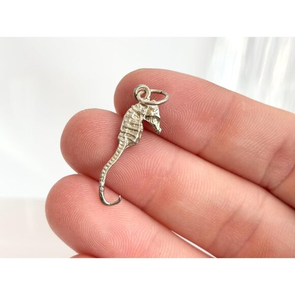 Seahorse Figural Nautical Sterling Silver 925 Vintage Pendant | Charm - Picture 6 of 10